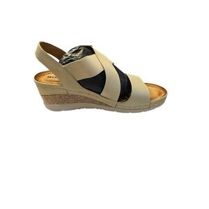 New! Women's Romika Elaine 01 Wedge Sandal Size 37 Or US 6.5‎ Beige Gold Strappy